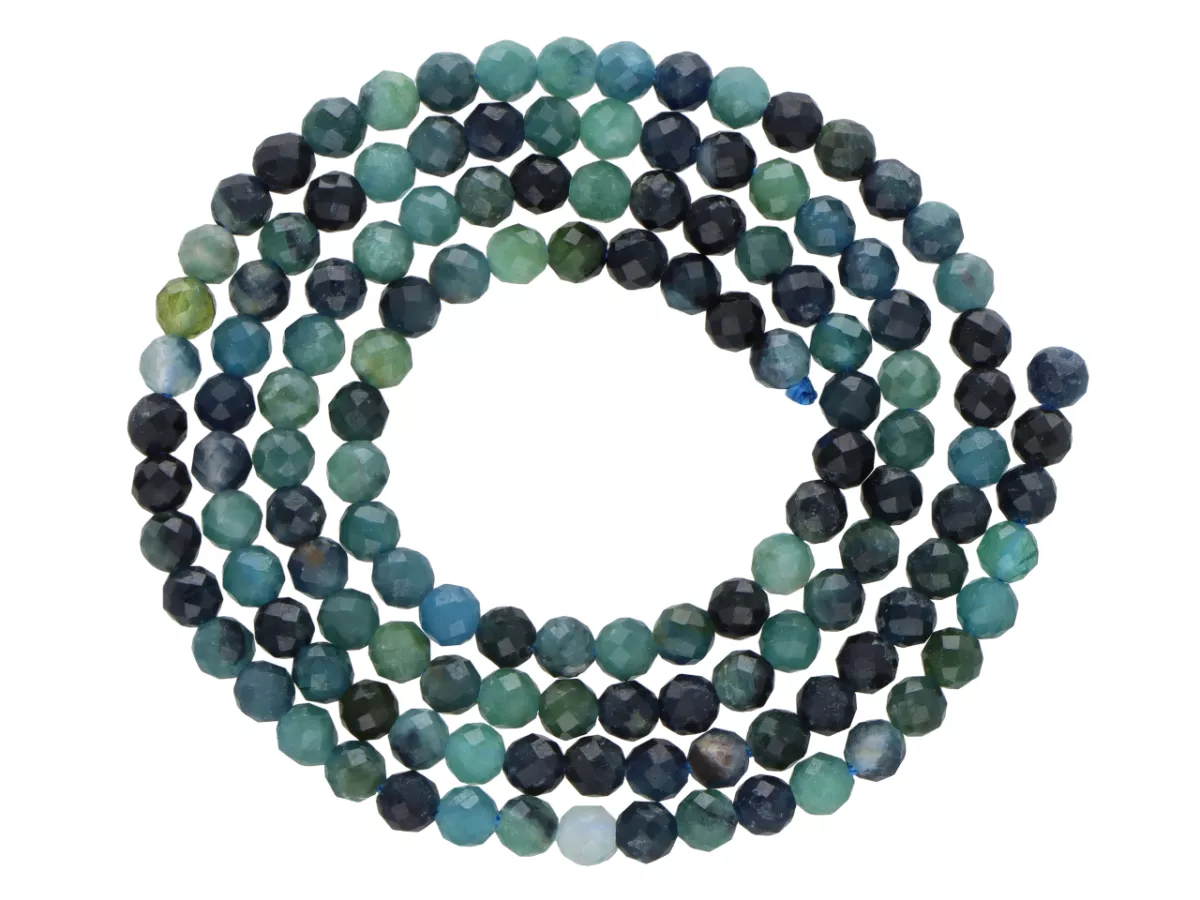 K7M71 TURMALIN NIEBIESKI KULE FASETOWANE 3 mm - 1 SZNUR