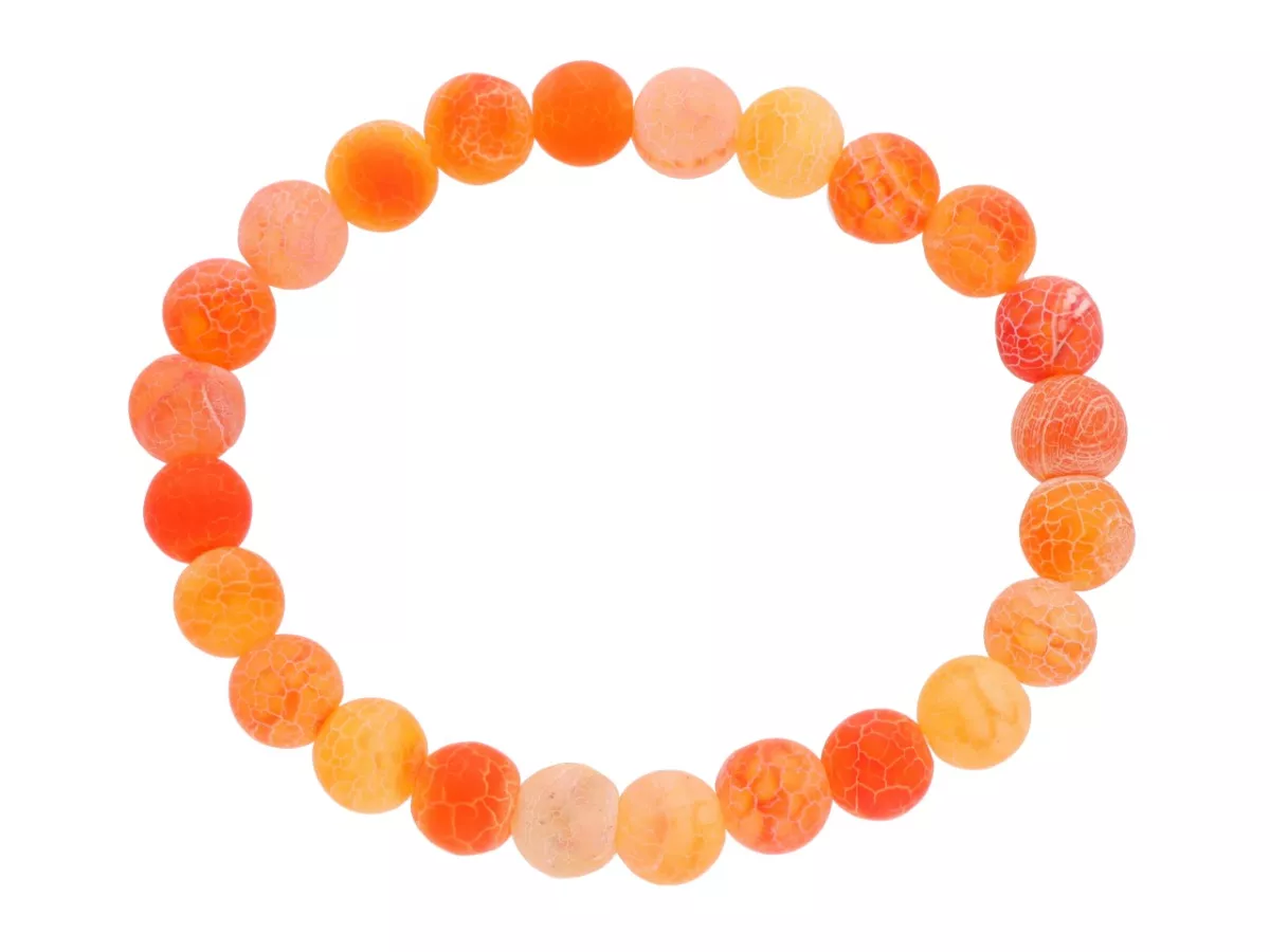 B1Z43 BRANSOLETKA AGAT TRAWIONY KULE 8 mm