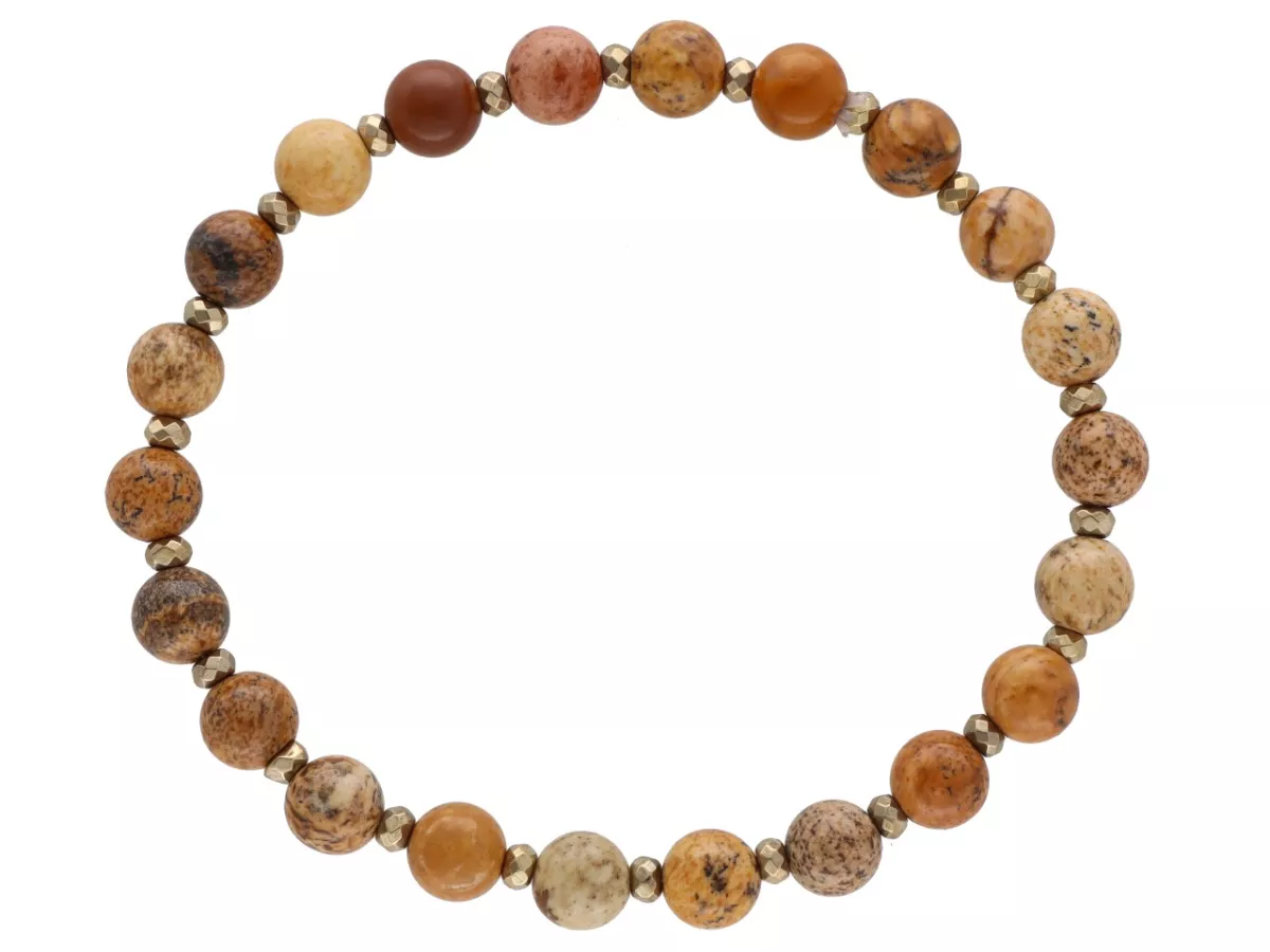 R4M63 BRANSOLETKA JASPIS OBRAZKOWY KULE 6,5 mm