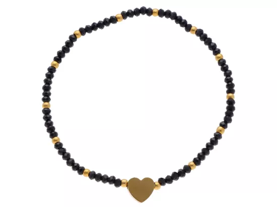 R4S71 BRANSOLETKA KRYSZTAŁKI HEMATYT I STAL CHIRURGICZNA NA GUMCE