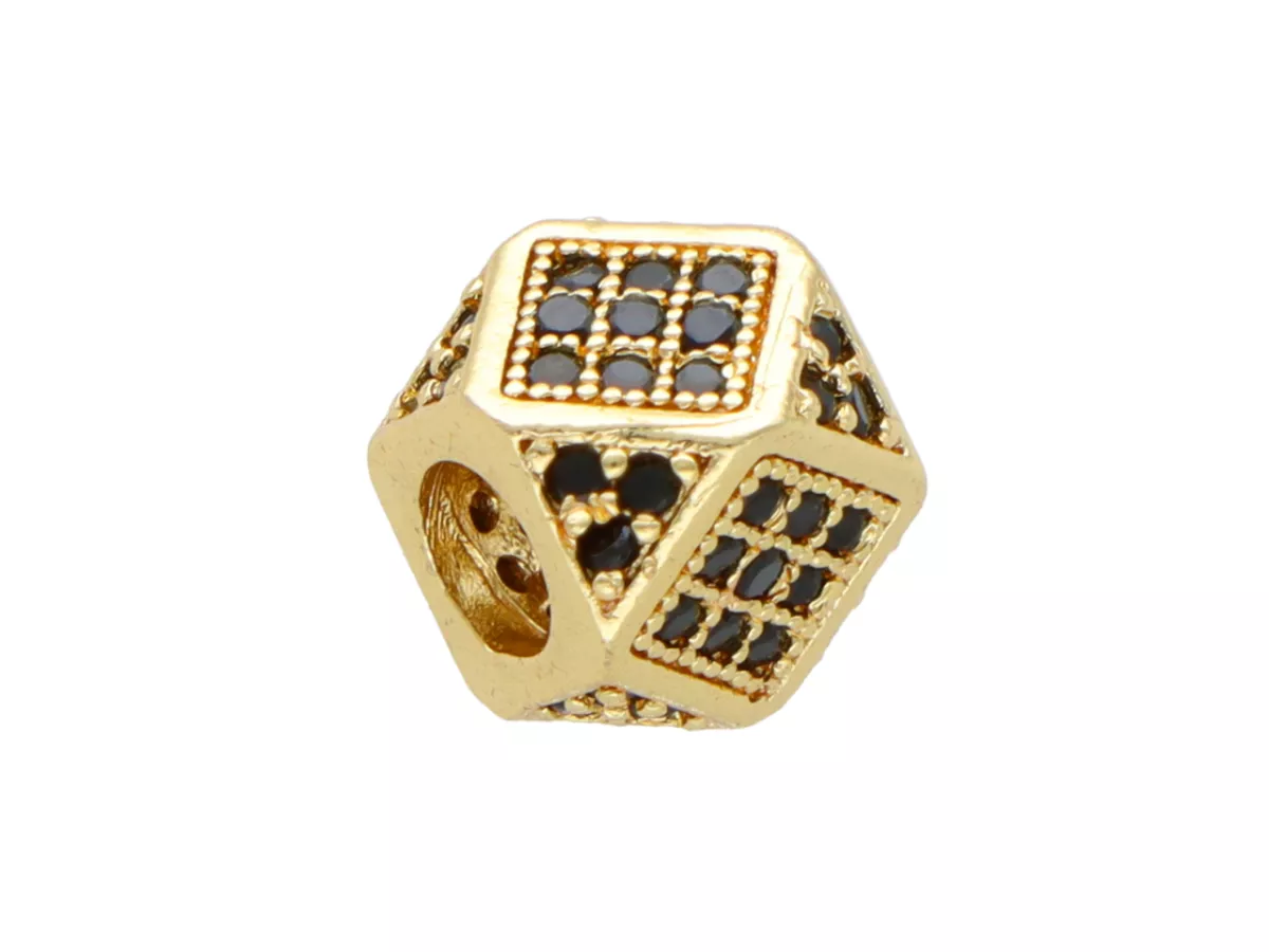 P5L41 PRZEKŁADKA OZDOBNA Z MIEDZI Z CYRKONIAMI - 1 SZTUKA