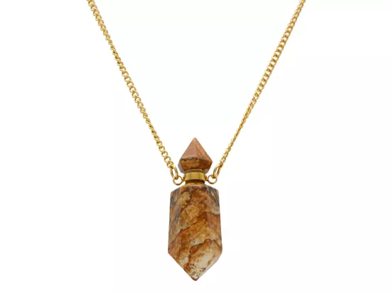 N3E61 NASZYJNIK PERFUMETKA JASPIS OBRAZKOWY I STAL CHIRURGICZNA