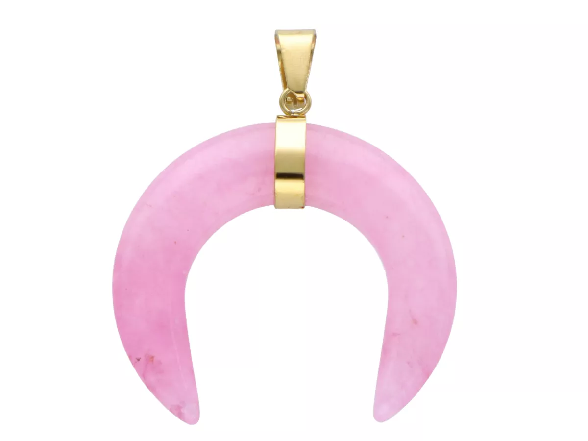 W2E32 WISIOR ZAWIESZKA RÓG OBFITOŚCI KWARC RÓŻOWY I STAL CHIRURG