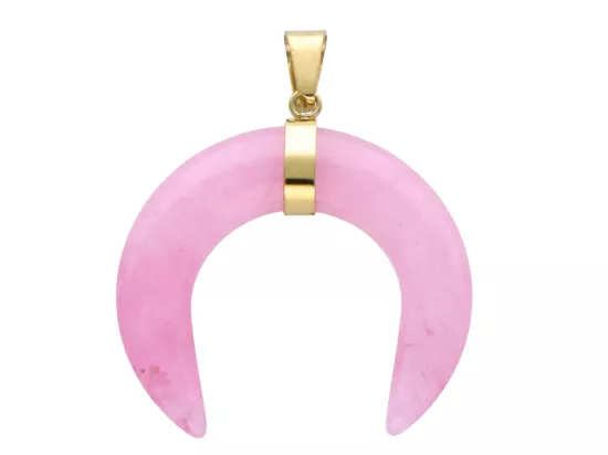 W2E32 WISIOR ZAWIESZKA RÓG OBFITOŚCI KWARC RÓŻOWY I STAL CHIRURG