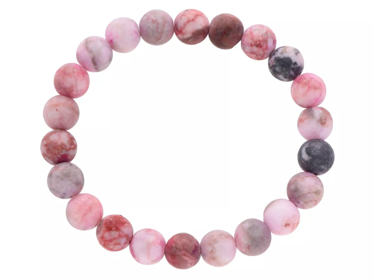 R3A97 BRANSOLETKA RODONIT MATOWY KULE 8,5 mm