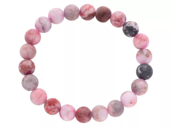 R3A97 BRANSOLETKA RODONIT MATOWY KULE 8,5 mm