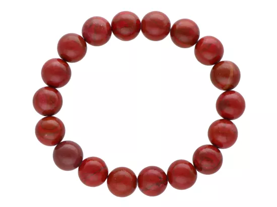 R3P56 BRANSOLETKA JASPIS CZERWONY KULE 10,5 mm