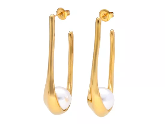 U1Z11 KOLCZYKI PERŁA MAJORKA I STAL CHIRURGICZNA 1 PARA