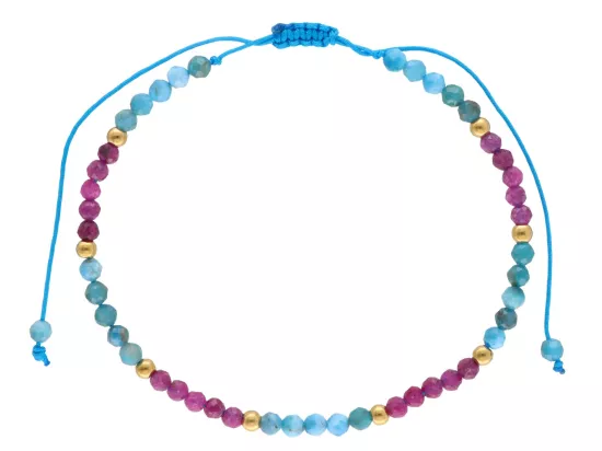 R4O15 BRANSOLETKA SHAMBALLA APATYT RUBIN I STAL CHIRURGICZNA