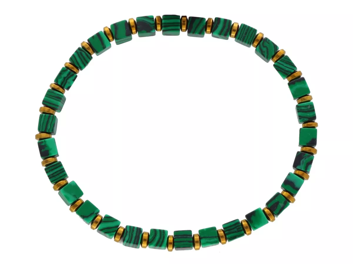R4O88 BRANSOLETKA MALACHIT I HEMATYT