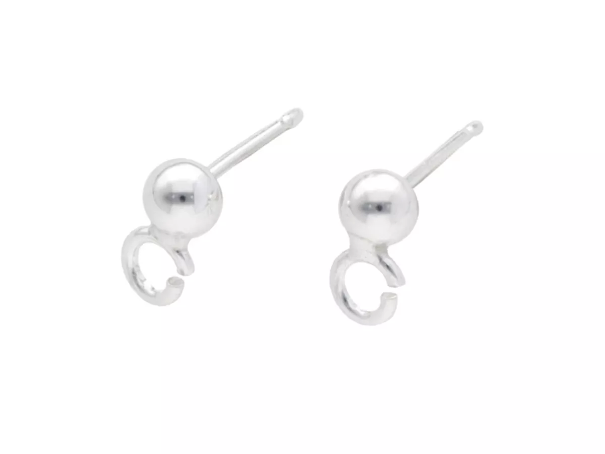 P3K77 SZTYFTY KULKA 3 mm Z PODWIESZKĄ SREBRO 925 - 1 PARA