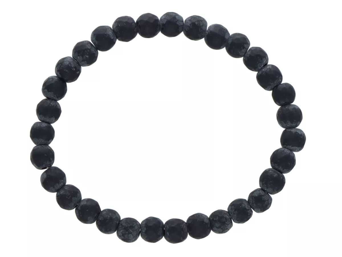 R3T88 BRANSOLETKA ONYKS LUX MATOWY KULE FASETOWANE 6 mm