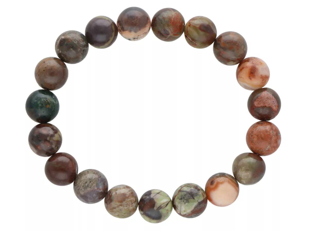 R3P73 BRANSOLETKA GRANAT ZIELONY KULE 10,5 mm