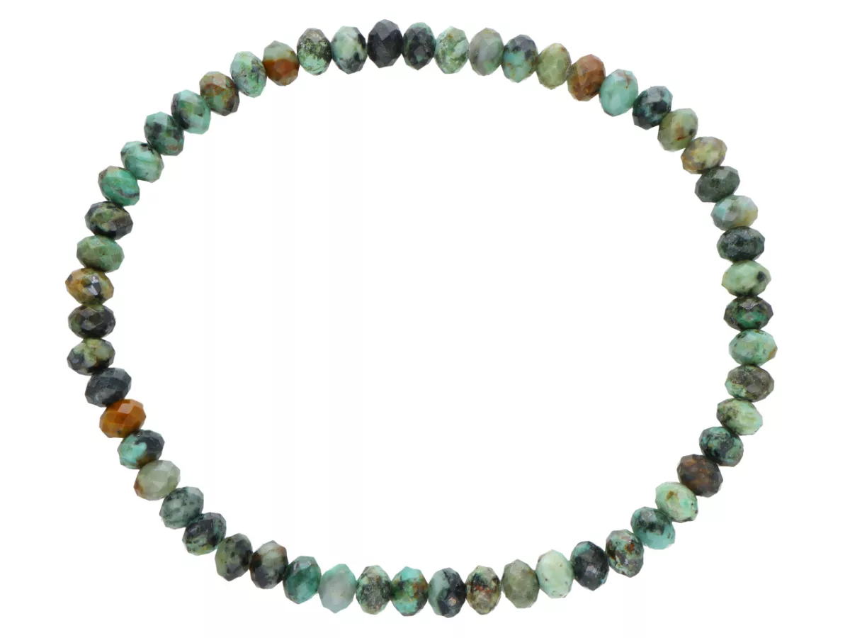 R5B46 BRANSOLETKA TURKUS AFRYKAŃSKI OPONKI FASETOWANE 4,5 mm