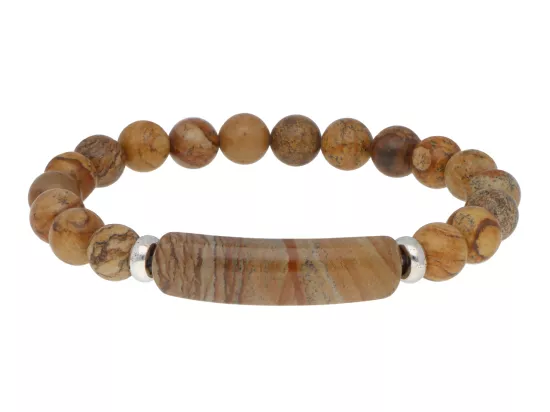 R5B62 BRANSOLETKA JASPIS OBRAZKOWY KULE 8,5 mm