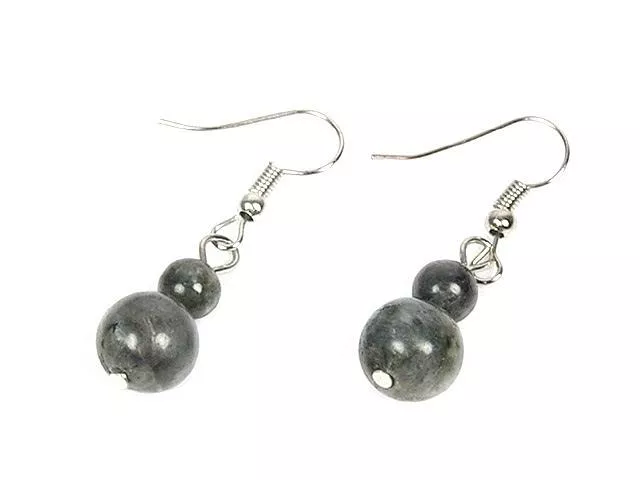 U1G32 KOLCZYKI CZARNY LABRADORYT KULE 1 PARA