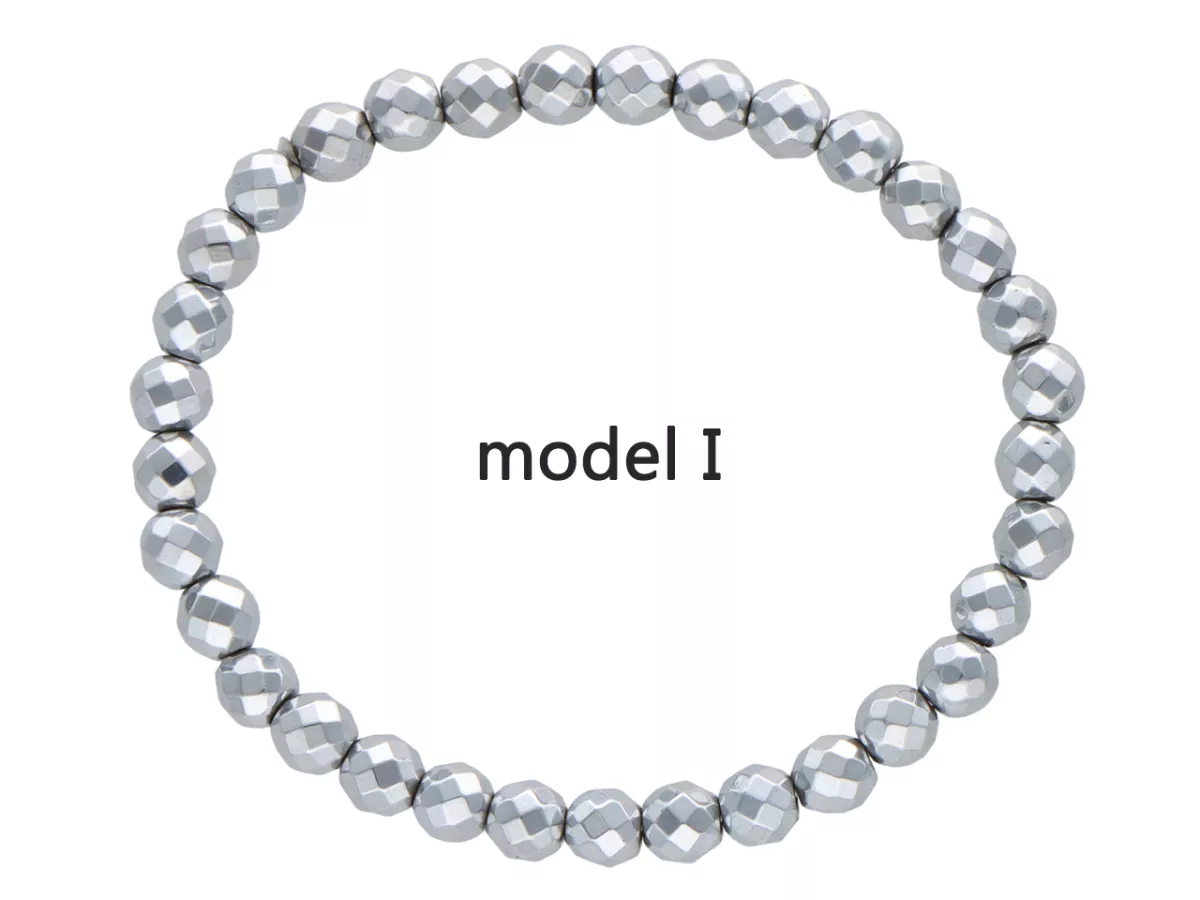 R2F93 BRANSOLETKA HEMATYT KULE FASETOWANE 6 mm