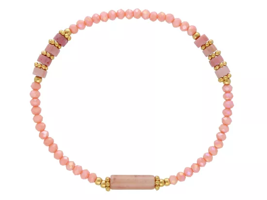 R5C86 BRANSOLETKA RODONIT KRYSZTAŁKI I STAL CHIRURGICZNA