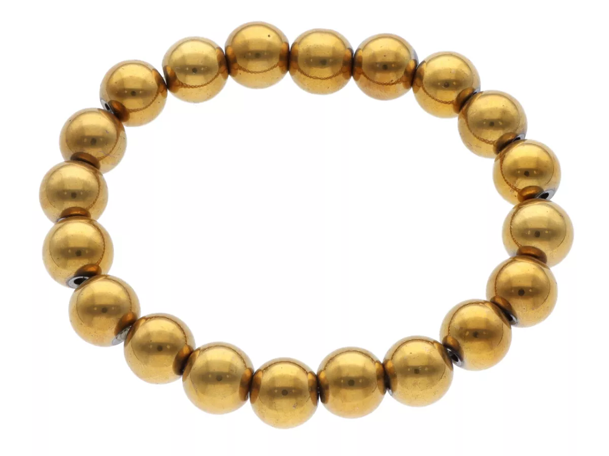 R1K33 BRANSOLETKA HEMATYT ZŁOTY KULE 10 mm