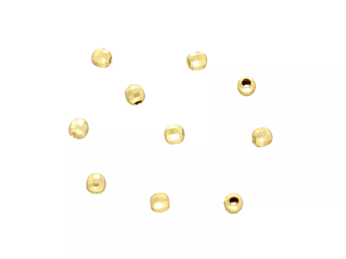 P3K28 KULKI OZDOBNE DISCO 2 mm SREBRO 925 POZŁACANE - 10 SZTUK