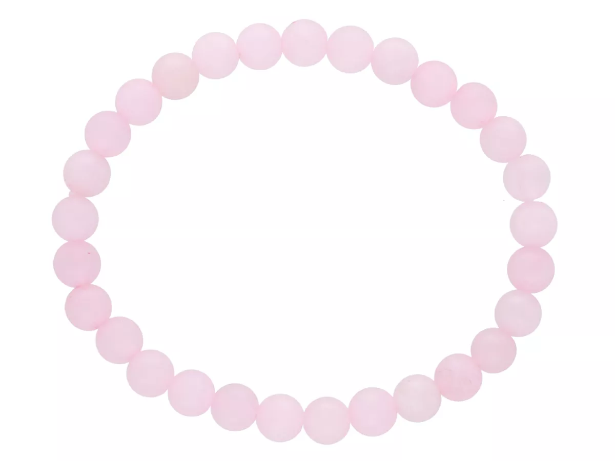 R4E30 BRANSOLETKA KWARC RÓŻOWY MATOWY KULE 6,5 mm