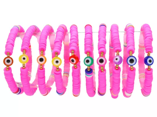 R4E76 BRANSOLETKI Z KORALIKÓW KATSUKI 6 mm MIX KOLORÓW - 10 SZTUK