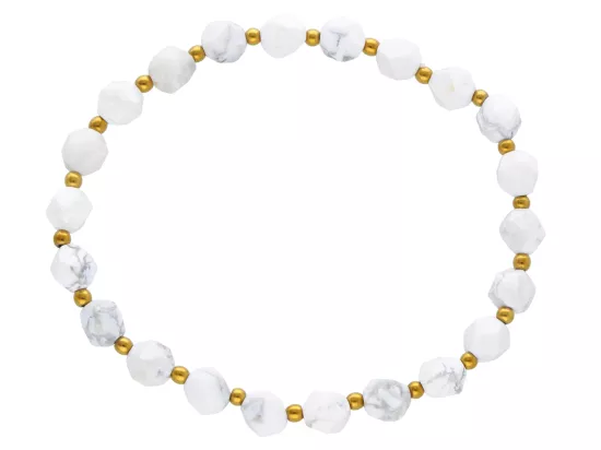 R4M20 BRANSOLETKA HOWLIT BIAŁY LUX DIAMENTOWY KULE FASETOWAN 6 mm