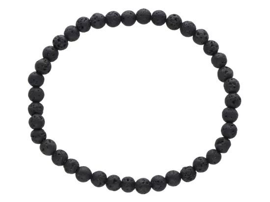 R2O87 BRANSOLETKA CZARNA LAWA KULE 4,5 mm