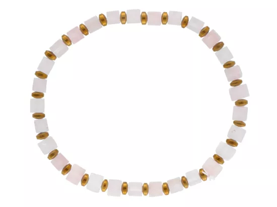 R4O82 BRANSOLETKA KWARC RÓŻOWY I HEMATYT