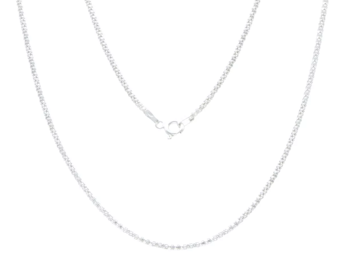 P3J34 ŁAŃCUSZEK KOREANA (POPCORN) 45 cm SREBRO 925