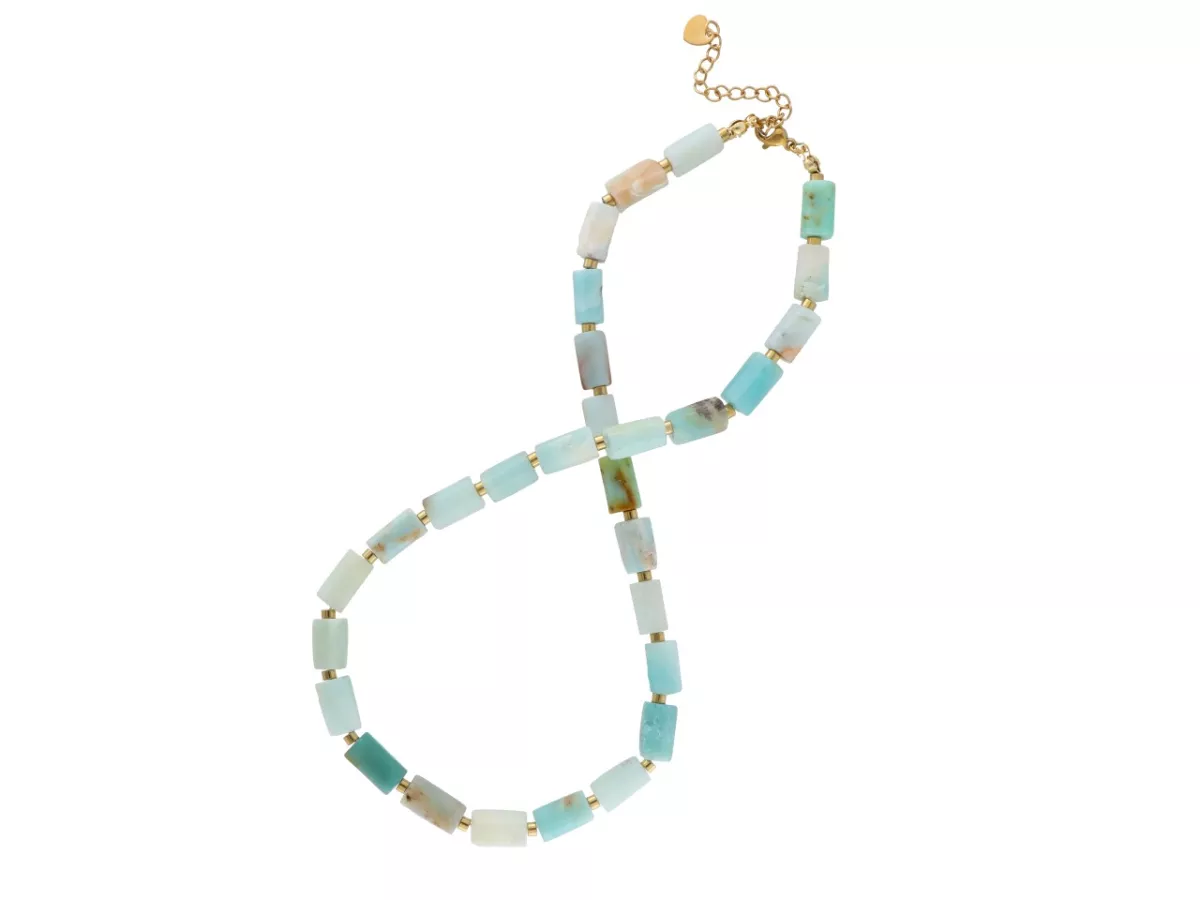 N3N29 NASZYJNIK AMAZONIT I HEMATYT