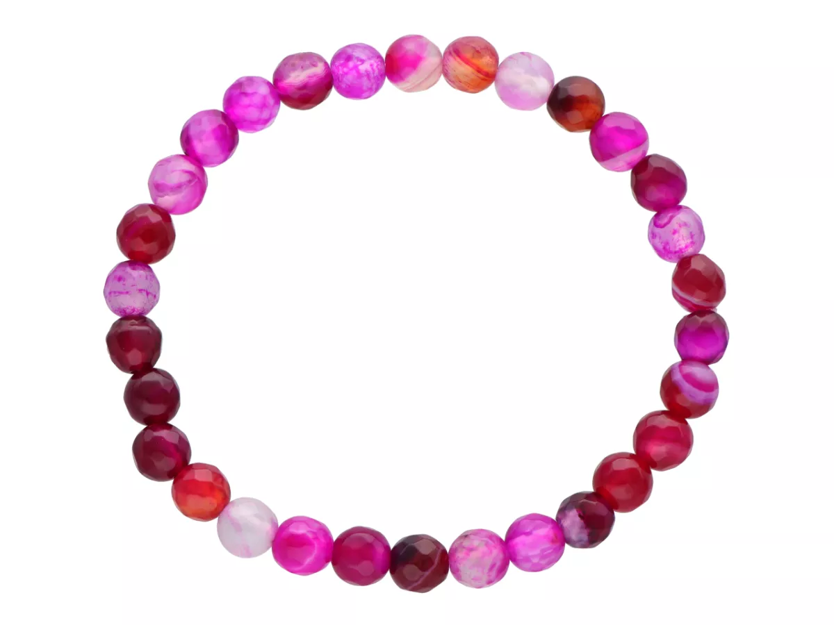 R4H81 BRANSOLETKA AGAT KULE FASETOWANE 6 mm