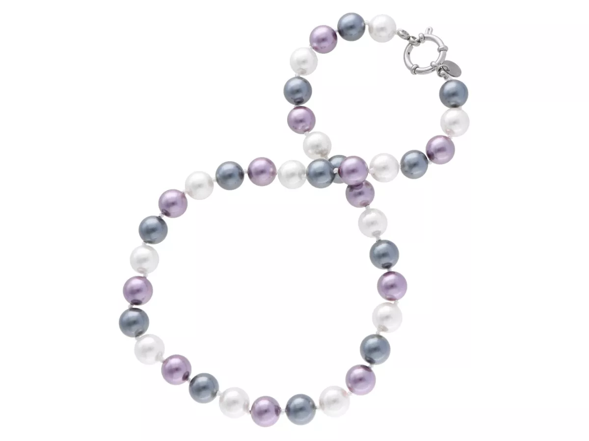 N2J86 NASZYJNIK PERŁA MAJORKA KULE 10 mm