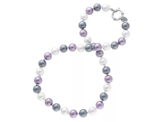 N2J86 NASZYJNIK PERŁA MAJORKA KULE 10 mm