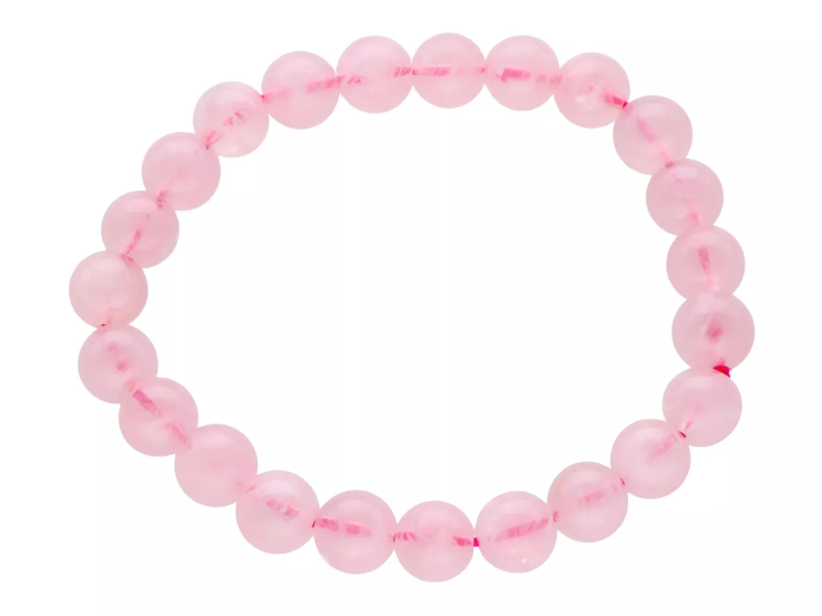 R4E99 BRANSOLETKA KWARC RÓŻOWY Z MADAGASKARU KULE 8,5 mm