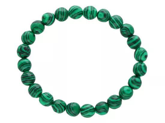R4U82 BRANSOLETKA MALACHIT KULE FASETOWANE 8 mm