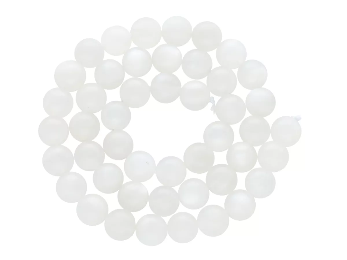 K7J02 BIAŁY KAMIEŃ KSIĘŻYCOWY KULE 8,5 mm - 1 SZNUR