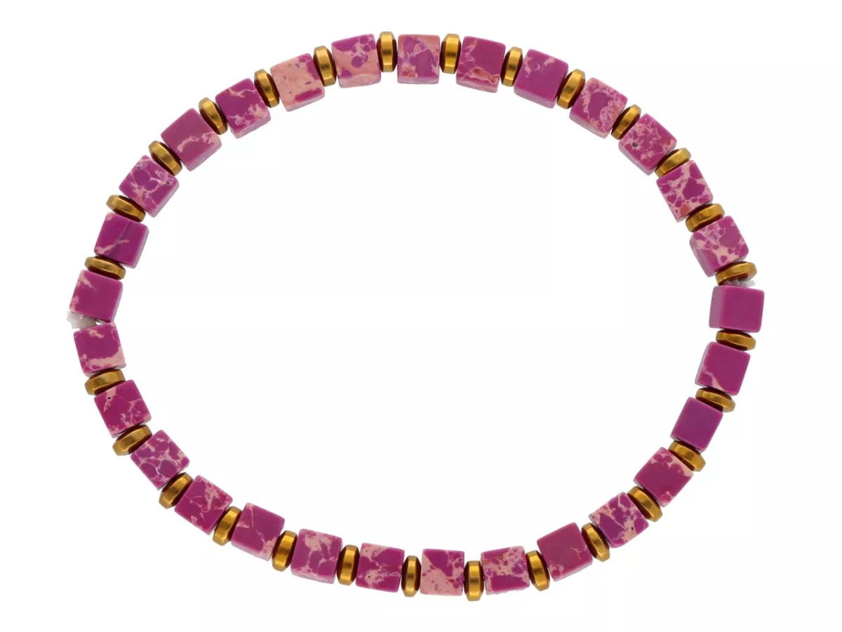 R4O93 BRANSOLETKA JASPIS CESARSKI I HEMATYT