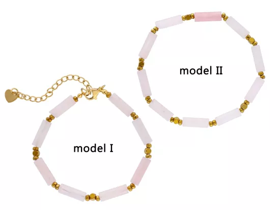 R4M69 BRANSOLETKA KWARC RÓŻOWY I HEMATYT