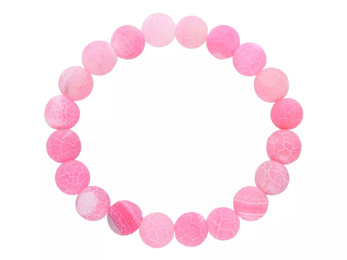 R4H65 BRANSOLETKA AGAT TRAWIONY KULE 10 mm