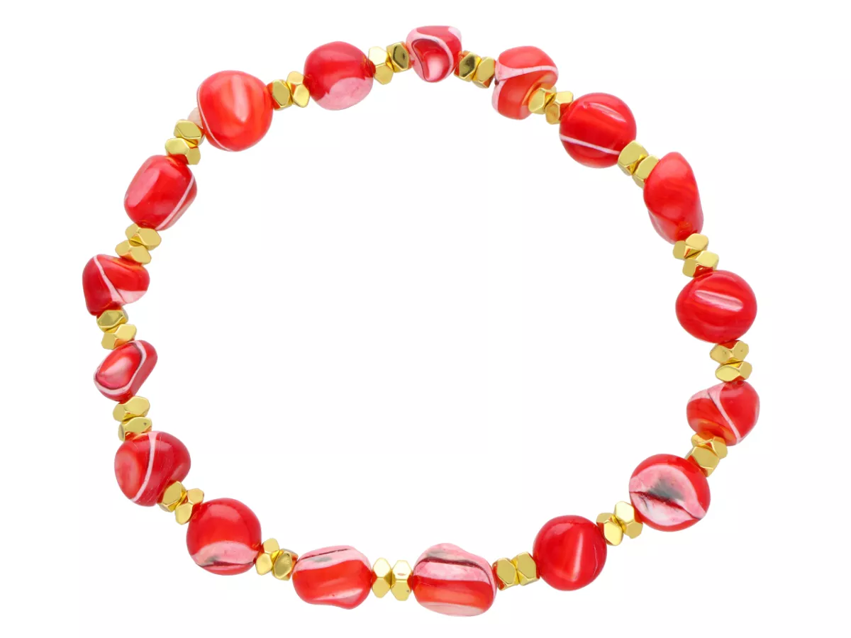 R4K75 BRANSOLETKA MASA PERŁOWA I HEMATYT