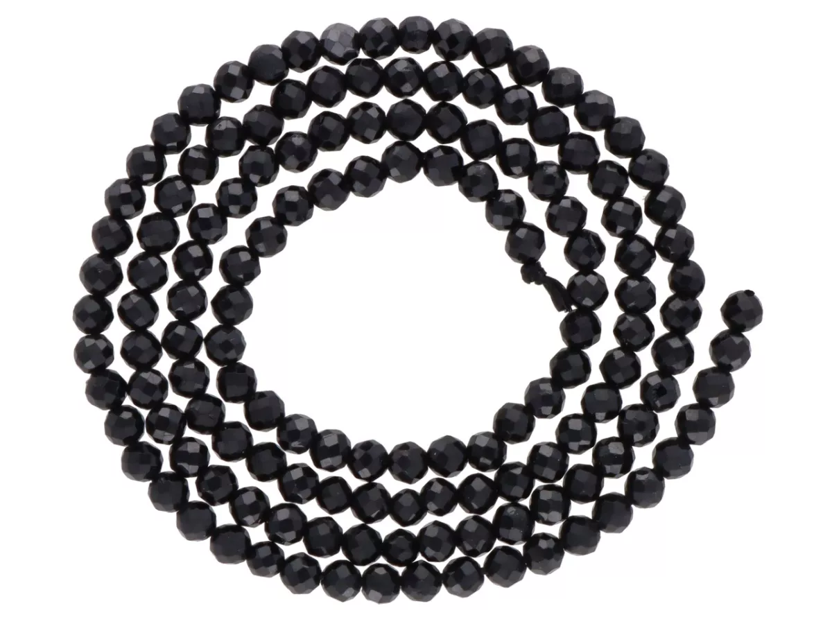 K7E00 TURMALIN CZARNY KULE FASETOWANE 3 mm - 1 SZNUR