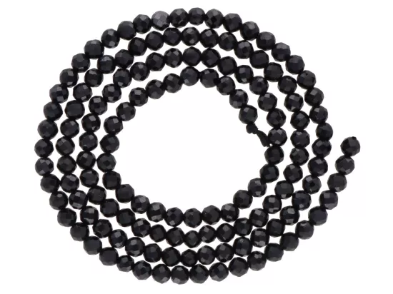 K7E00 TURMALIN CZARNY KULE FASETOWANE 3 mm - 1 SZNUR