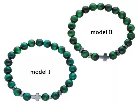 R4N96 BRANSOLETKA TYGRYSIE OKO ZIELONE KULE 8,5 mm