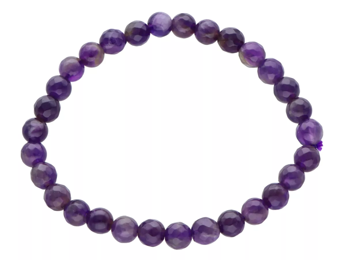 R4D87 BRANSOLETKA AMETYST KULE FASETOWANE 6 mm