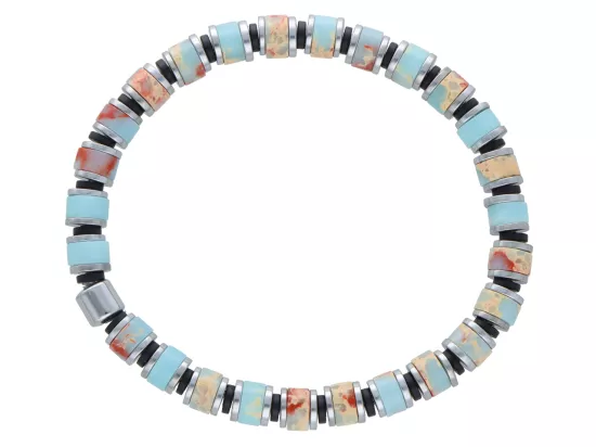 R4O64 BRANSOLETKA JASPIS CESARSKI KAMIEŃ TYGRYSI I HEMATYT