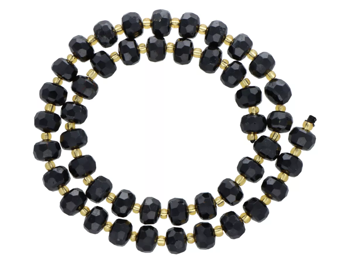 K7M69 TURMALIN CZARNY OPONKI FASETOWANE 8/6 mm - 1 SZNUR