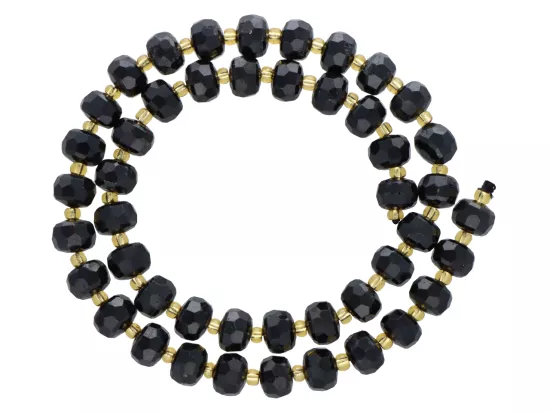 K7M69 TURMALIN CZARNY OPONKI FASETOWANE 8/6 mm - 1 SZNUR