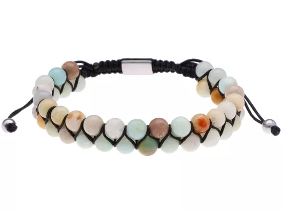 R4T42 BRANSOLETKA SHAMBALLA AMAZONIT I STAL CHIRURGICZNA