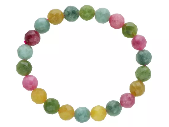 R4I99 BRANSOLETKA JADEIT TURMALINOWY KULE FASETOWANE 8 mm